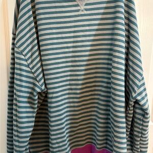 We The Free Striped Blue and Gray Sweater